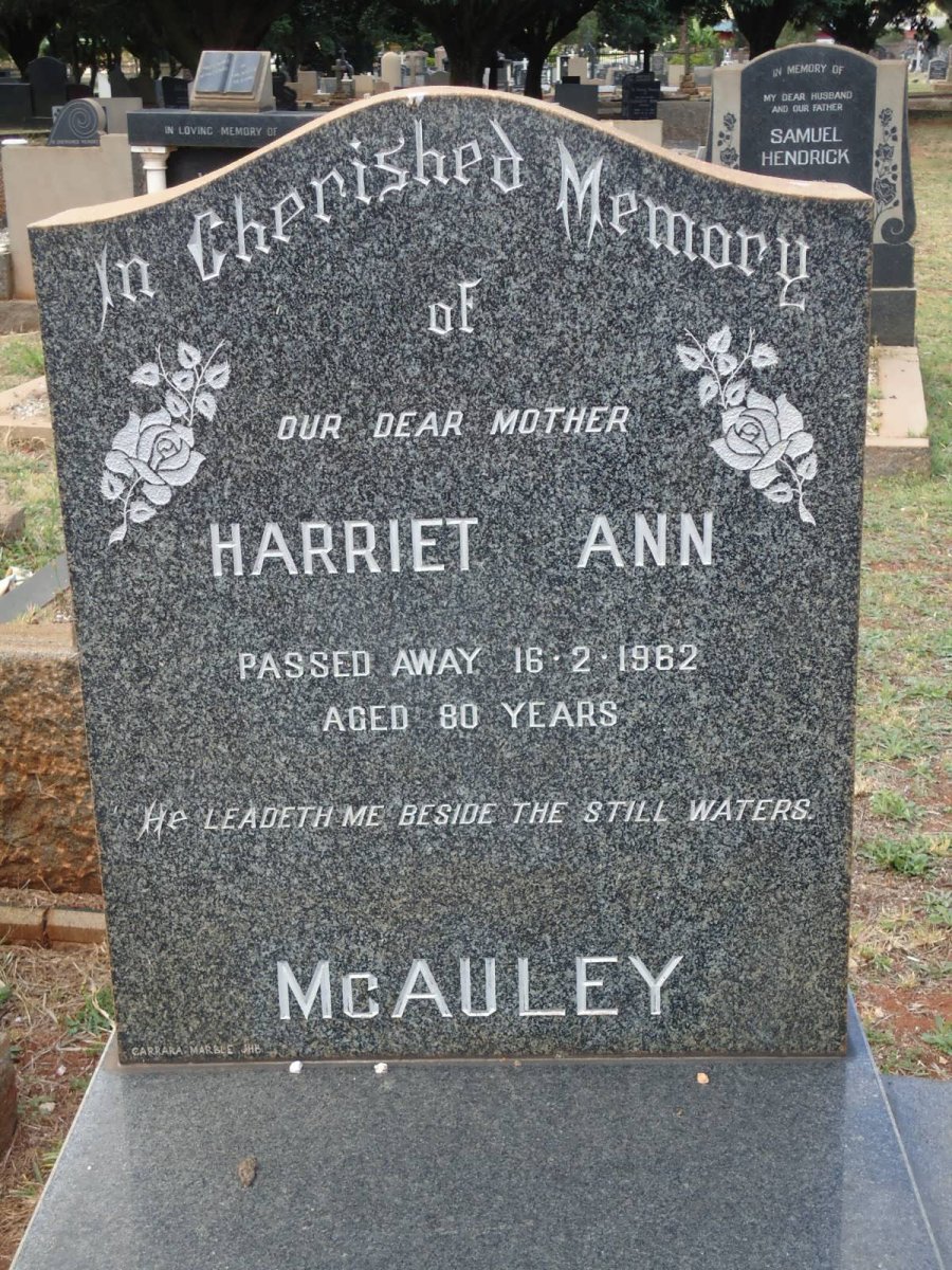 McAULEY Harriet Ann -1962