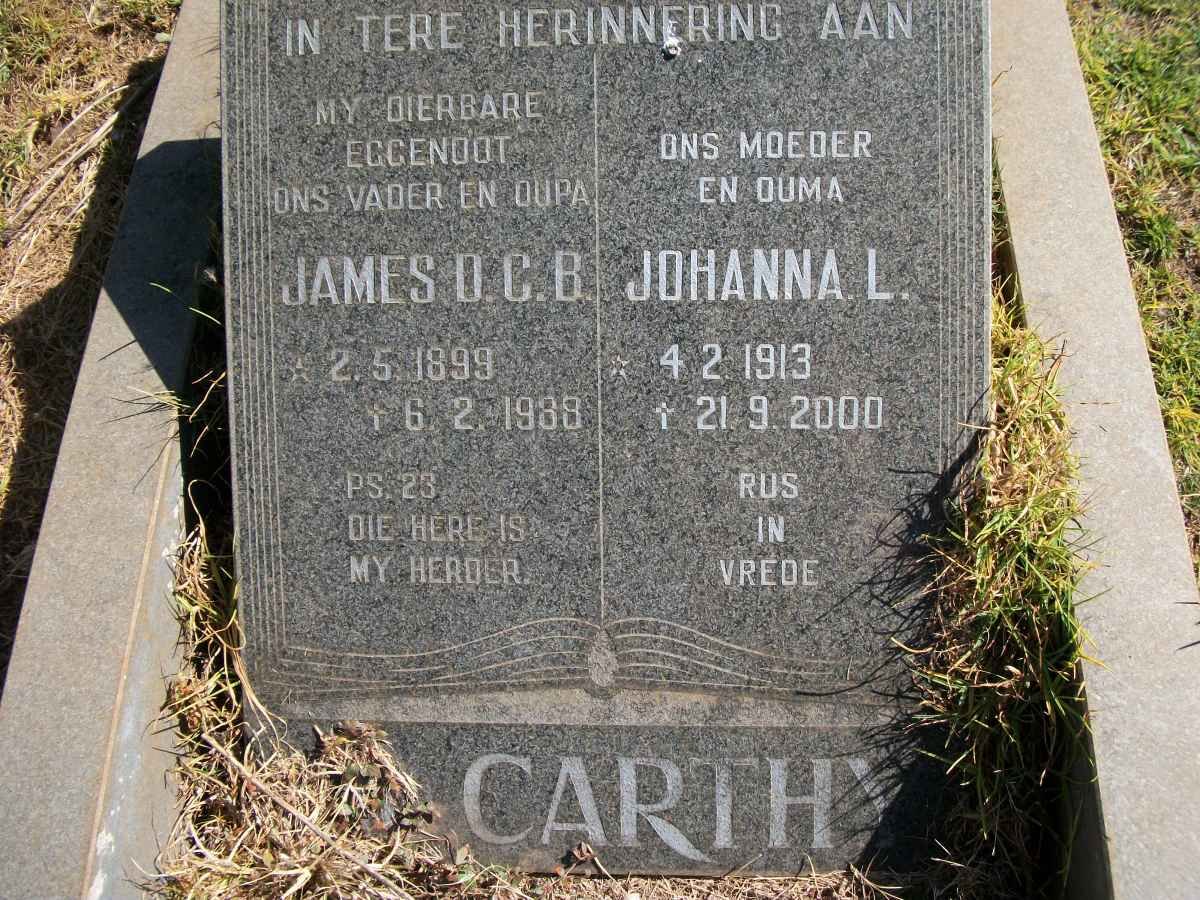 McCARTHY James D.C.B. 1899-1988 &amp; Johanna L. 1913-2000