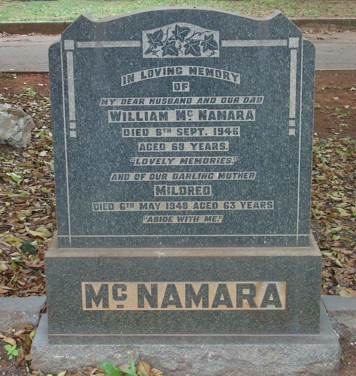 McNAMARA William -1946 &amp; Mildred -1948
