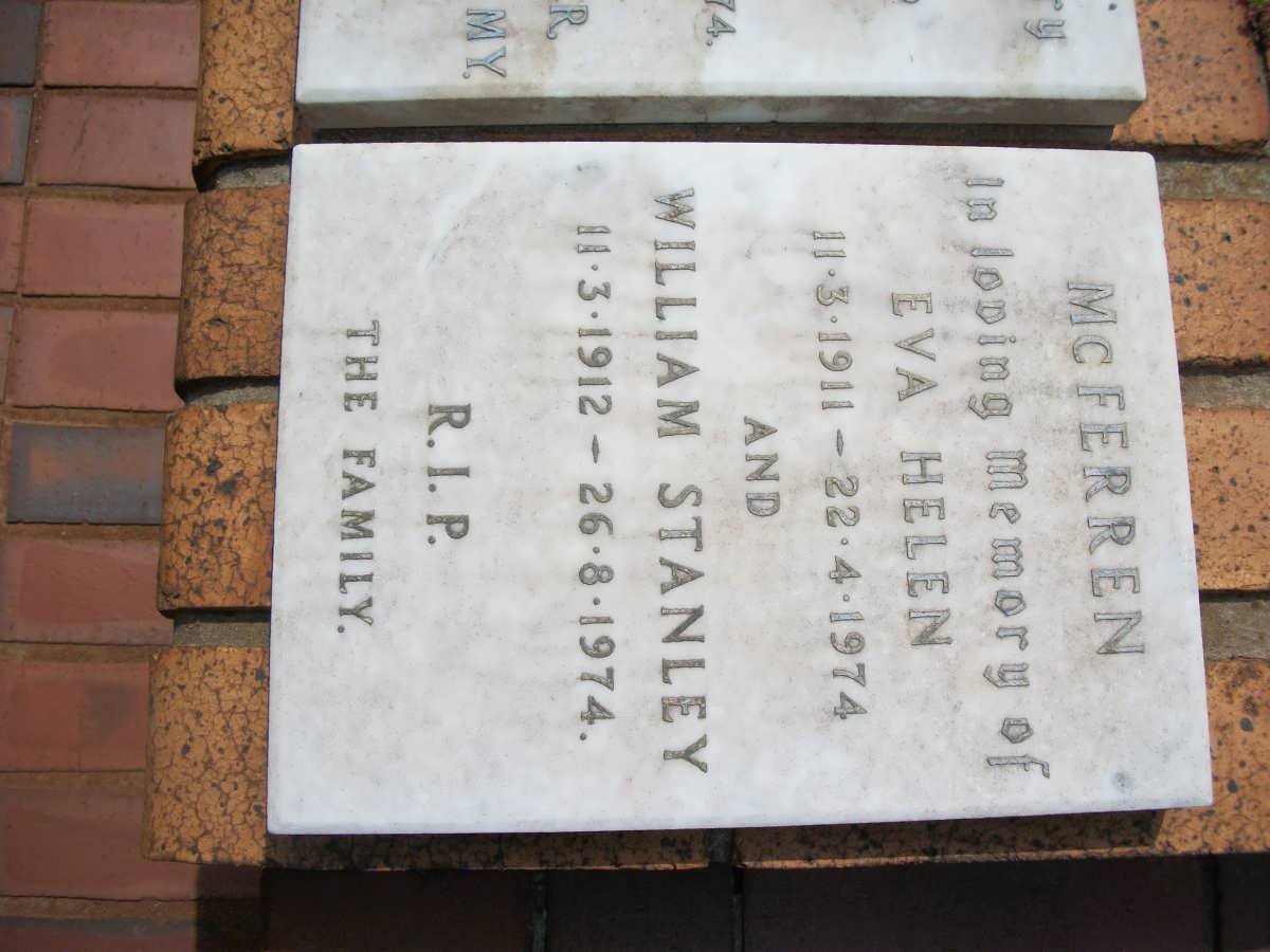 McFERREN William Stanley 1912-1974 &amp; Eva Helen 1911-1974