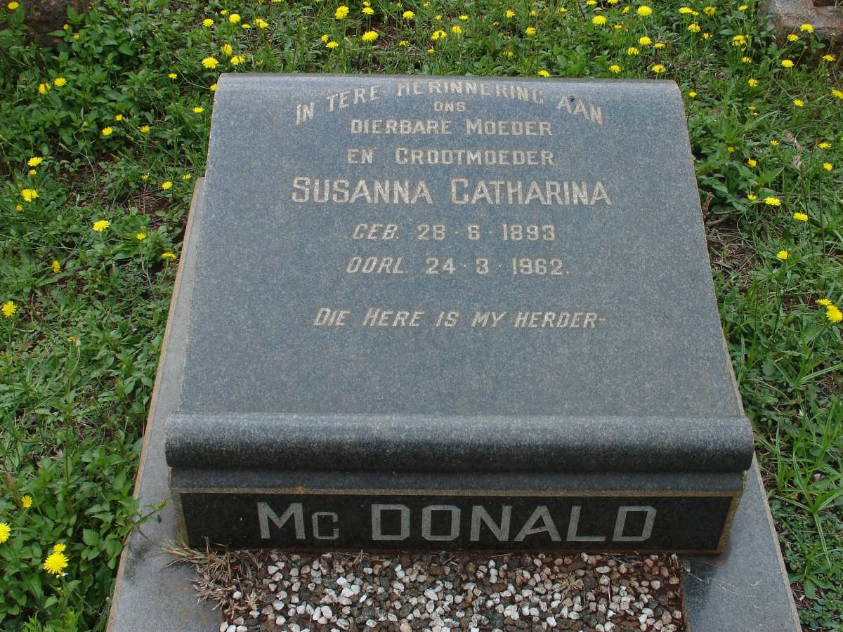 McDONALD Susanna Catharina 1893-1962