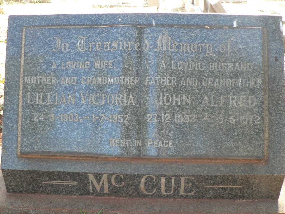 McCUE John Alfred 1893-1972 &amp; Lillian Victoria 1903-1952