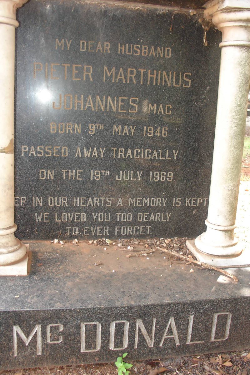 McDONALD Pieter Marthinus Johannes 1946-1969