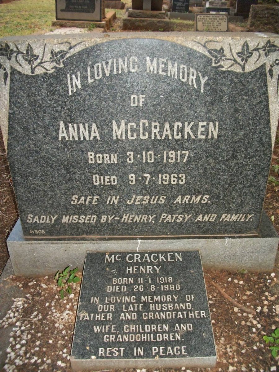 McCRACKEN Henry 1918-1988 &amp; Anna 1917-1963