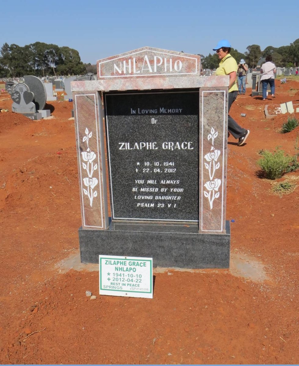 NHLAPO Zilaphe Grace 1941-2012