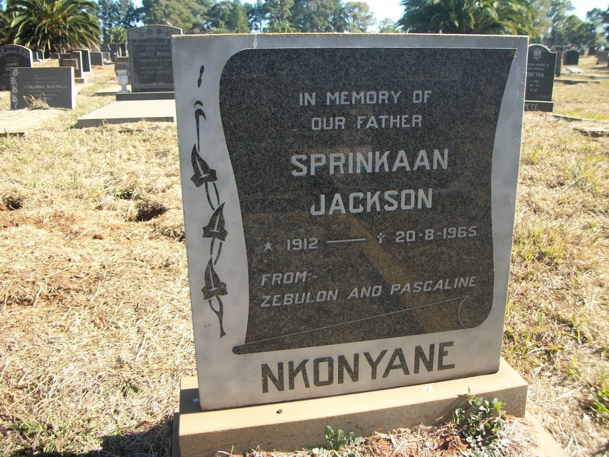 NKONYANE Sprinkaan Jackson 1912-1965