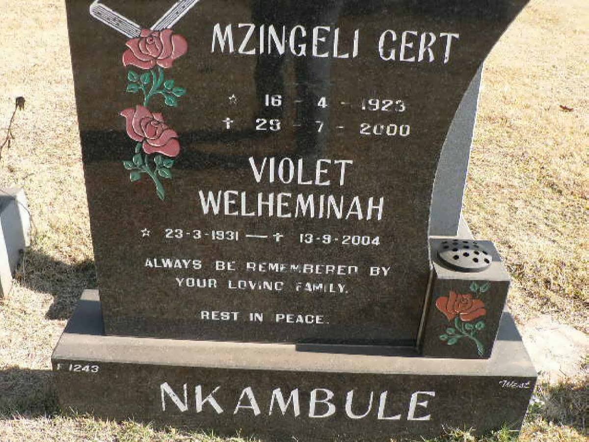 NKAMBULE Mzingeli Gert 1923-2000 &amp; Violet Welheminah 1931-2004