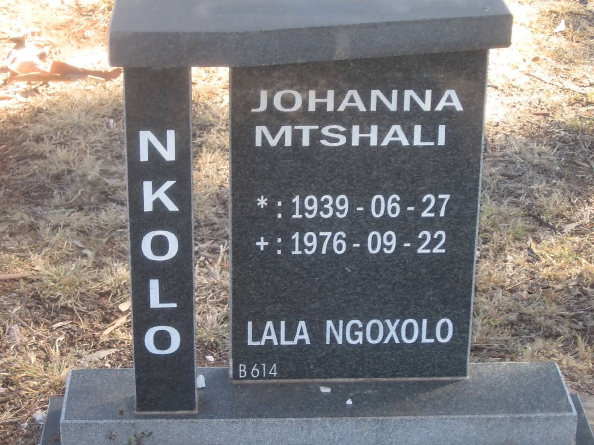 NKOLO Johanna Mtshali 1939-1976