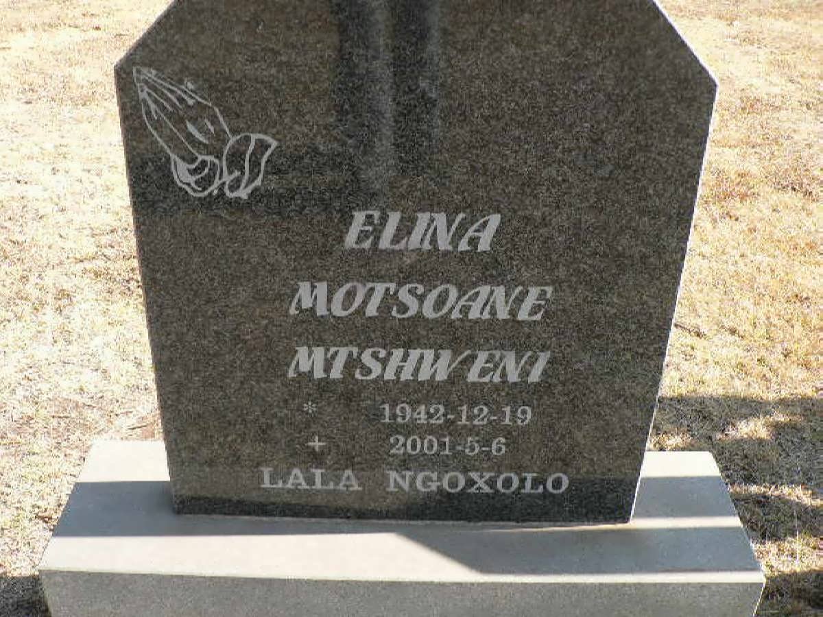 MTSHWENI Elina Motsoane 1942-2001