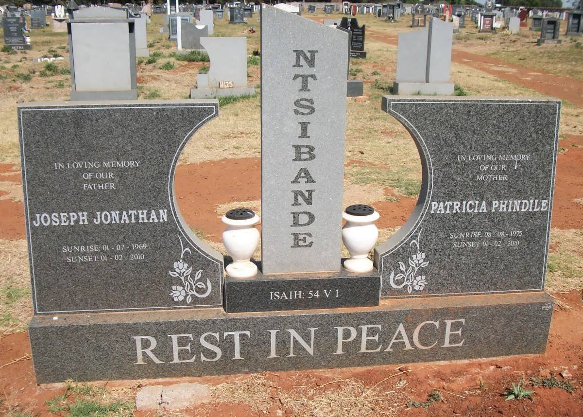 NTSIBANDE Joseph Jonathan 1969-2010 &amp; Patricia Phindile 1975-2010