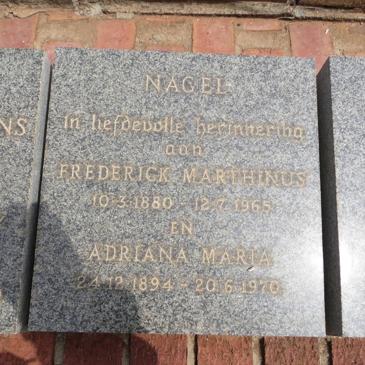 NAGEL Frederick Marthinus 1880-1965 &amp; Adriana Maria 1894-1970