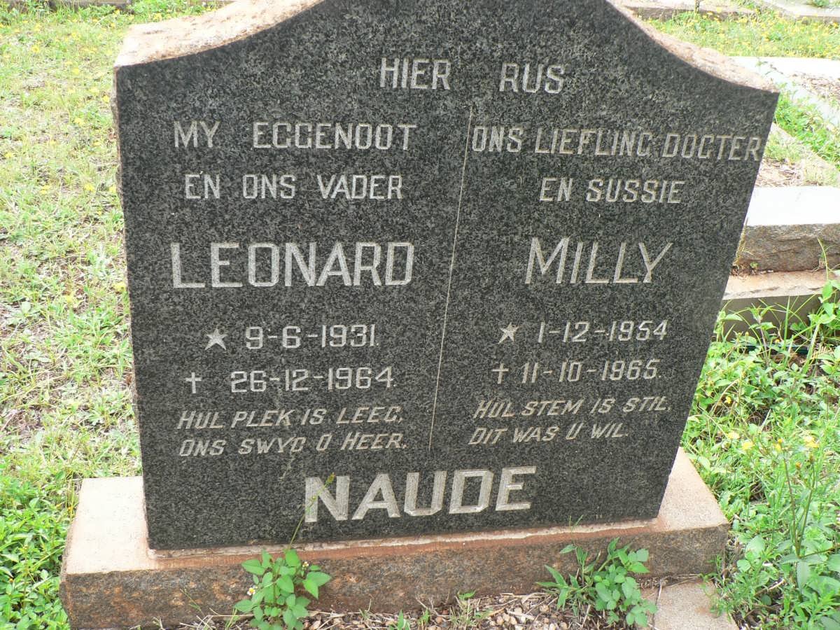 NAUDE Leonard 1931-1964 :: NAUDE Milly 1954-1965