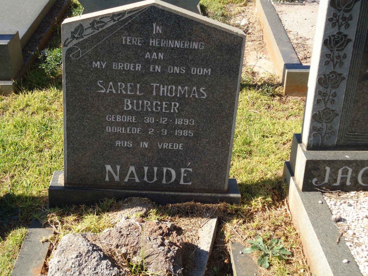 NAUDÉ Sarel Thomas Burger 1893-1985
