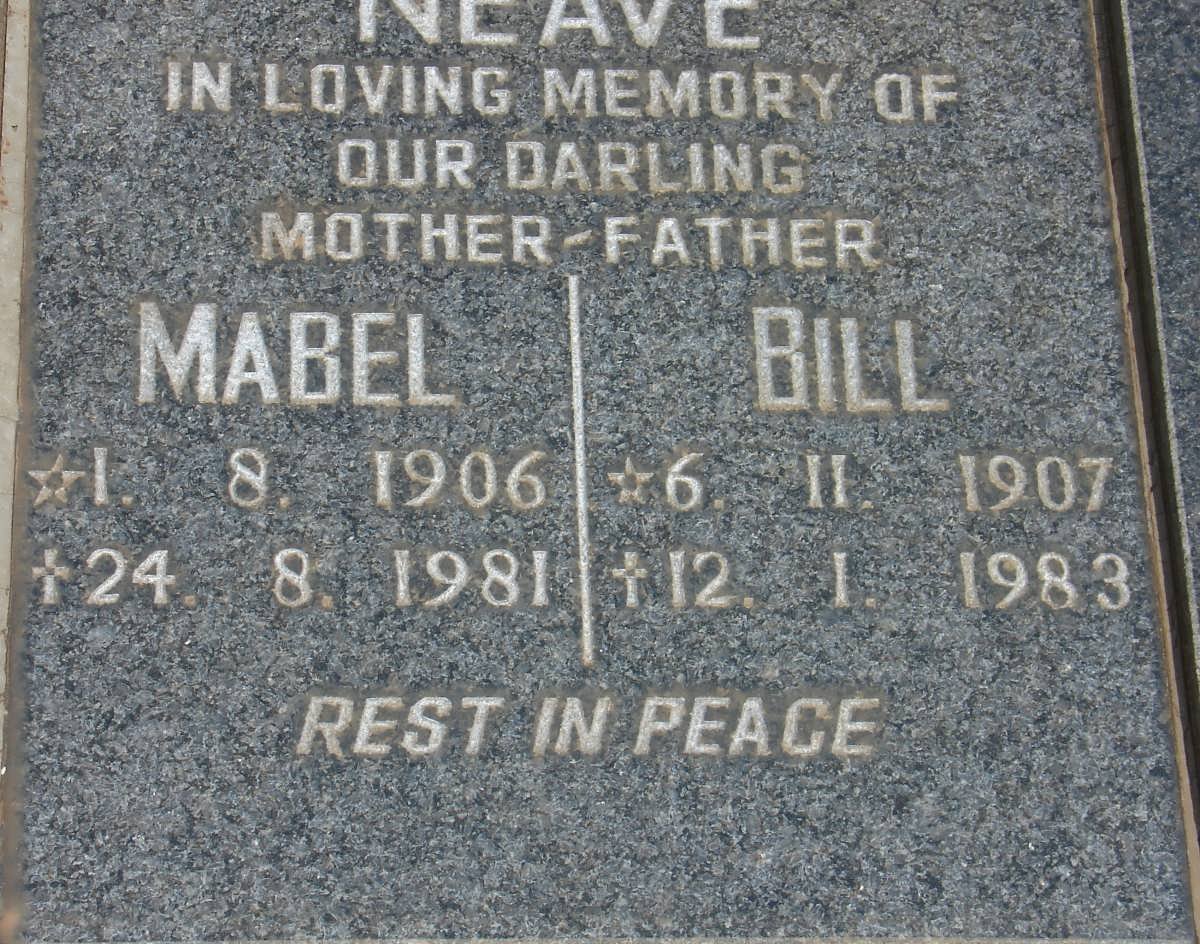 NEAVE Bill 1907-1983 &amp; Mabel 1906-1981