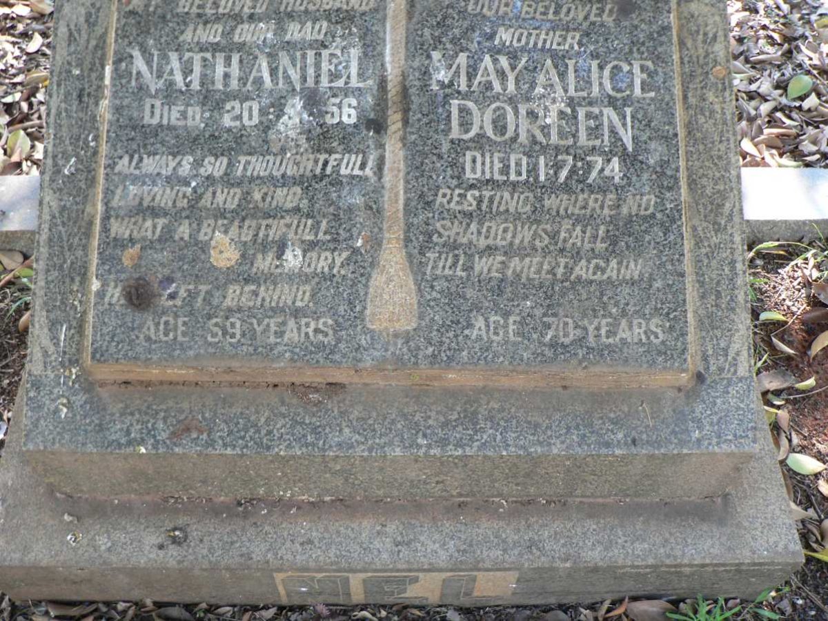 NEL Nathaniel -1956 &amp; May Alice Doreen -1974