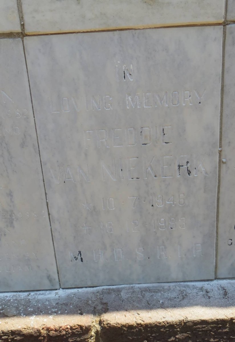 NIEKERK Freddie, van 1946-1983