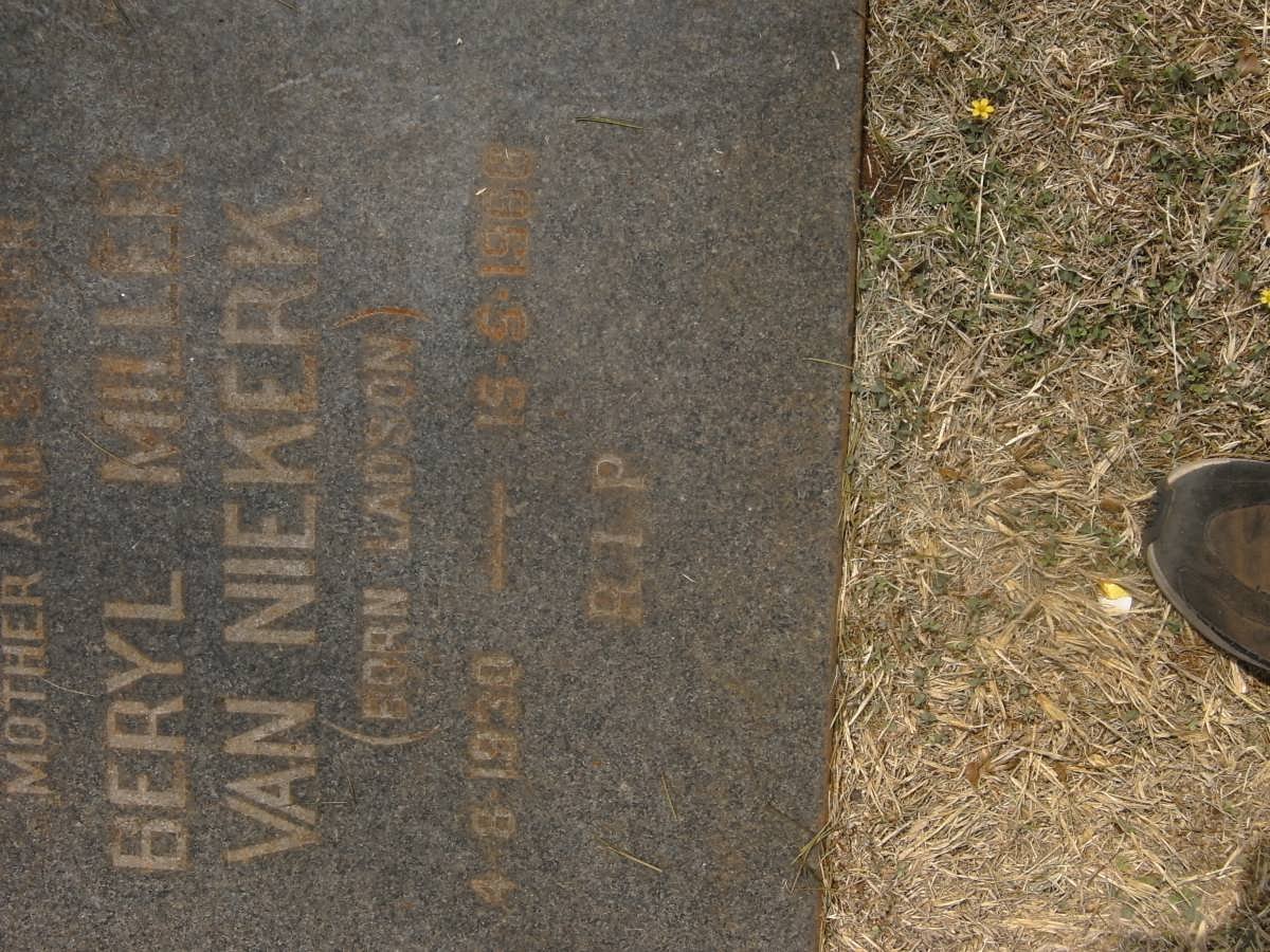 NIEKERK Beryl Miller, van nee LADSON 1930-1966