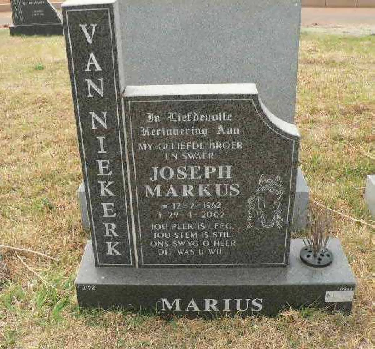 NIEKERK Joseph Markus, van 1962-2002