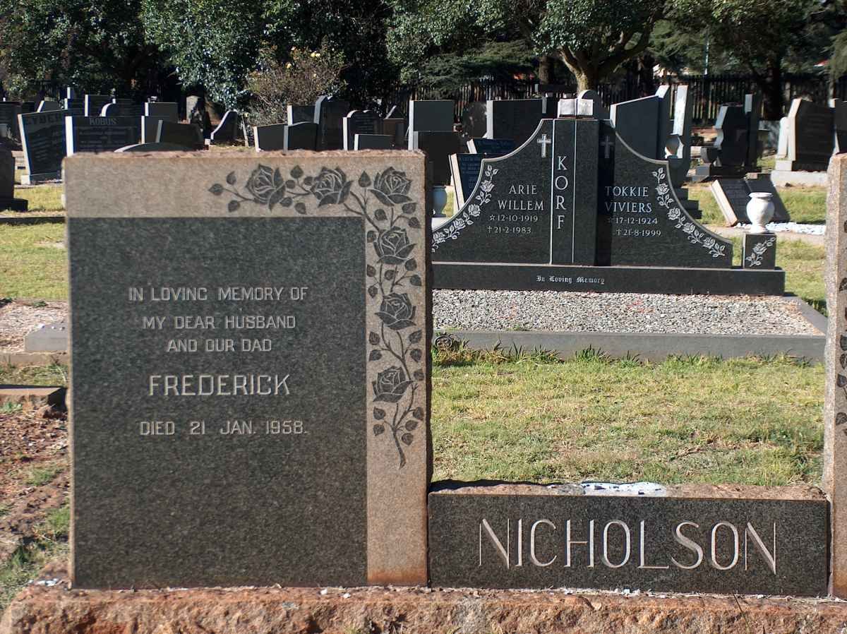 NICHOLSON Frederick -1958 &amp; Nell -1980 :: NICHOLSON Allan Frederick 1930-1998 