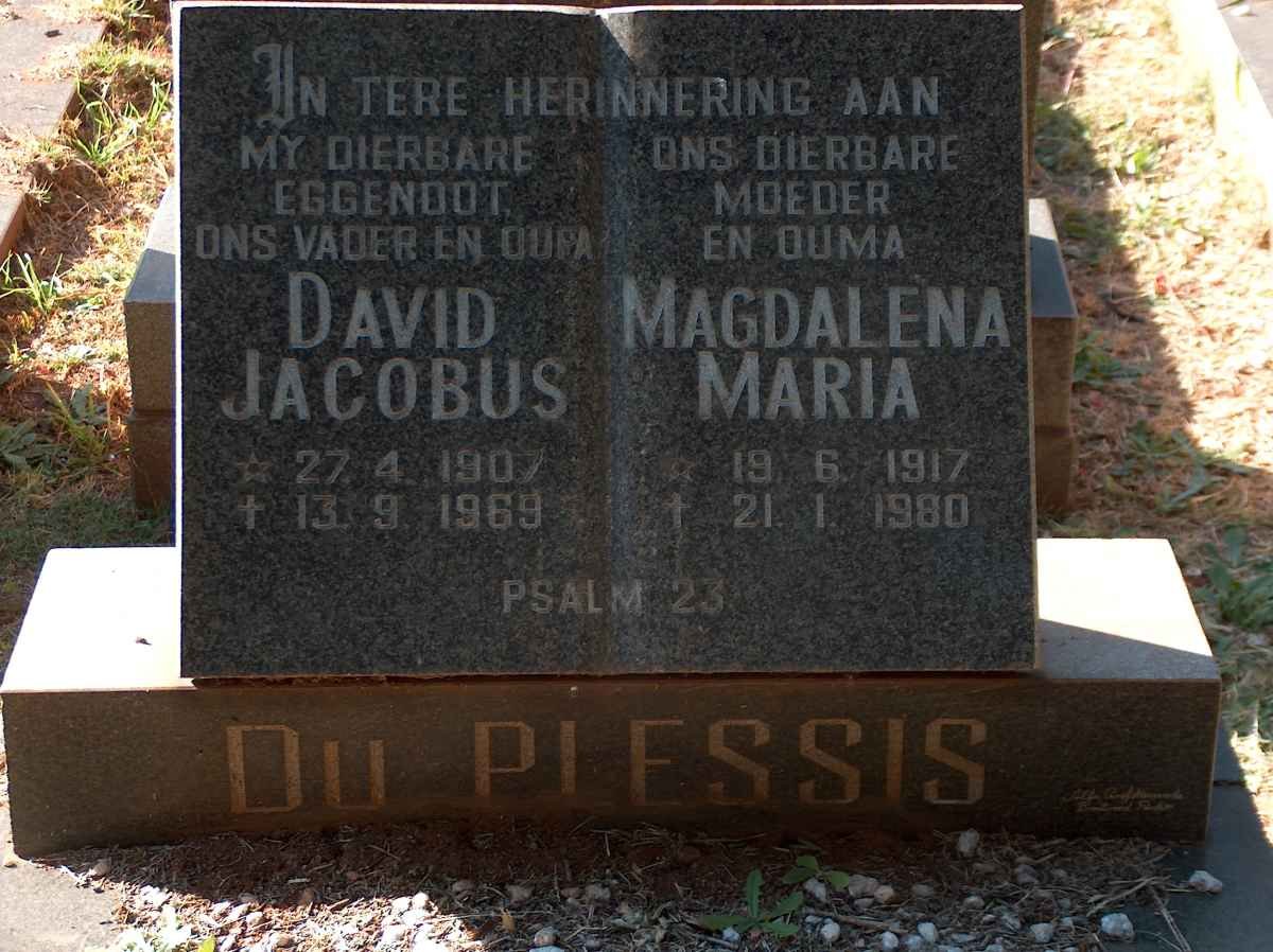 PLESSIS David Jacobus, du 1907-1969 &amp; Magdalena Maria 1917-1980