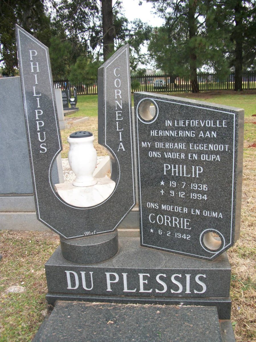 PLESSIS Philippus, du 1936-1994 &amp; Cornelia 1942-