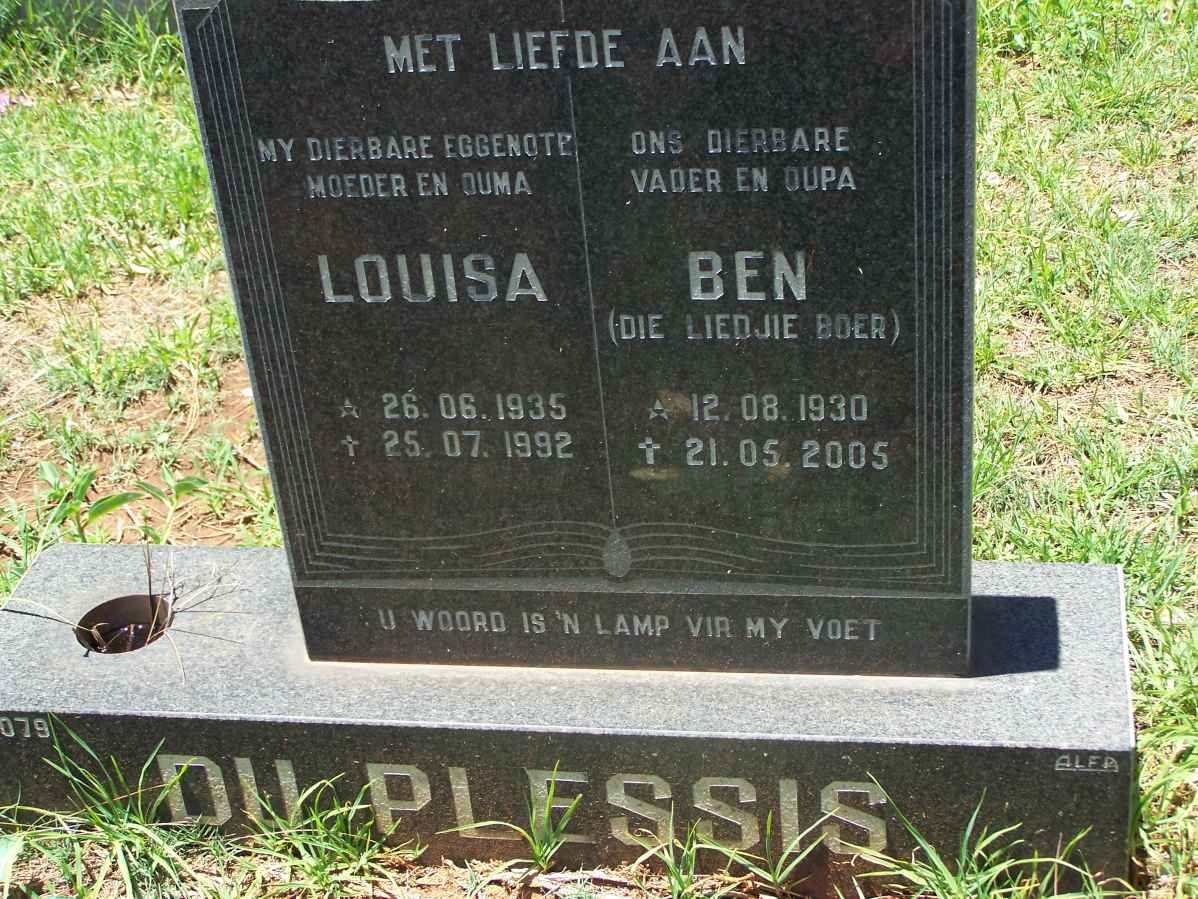 PLESSIS Ben, du 1930-2005 &amp; Louisa 1935-1992