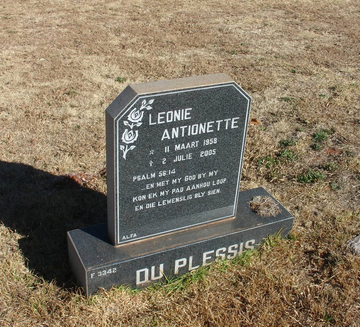 PLESSIS Leonie Antionette, du 1958-2005