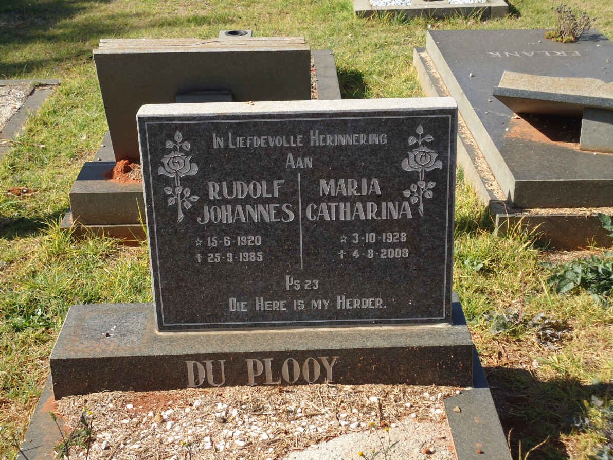 PLOOY Rudolf Johannes, du 1920-1985 &amp; Maria Catharina 1928-2008