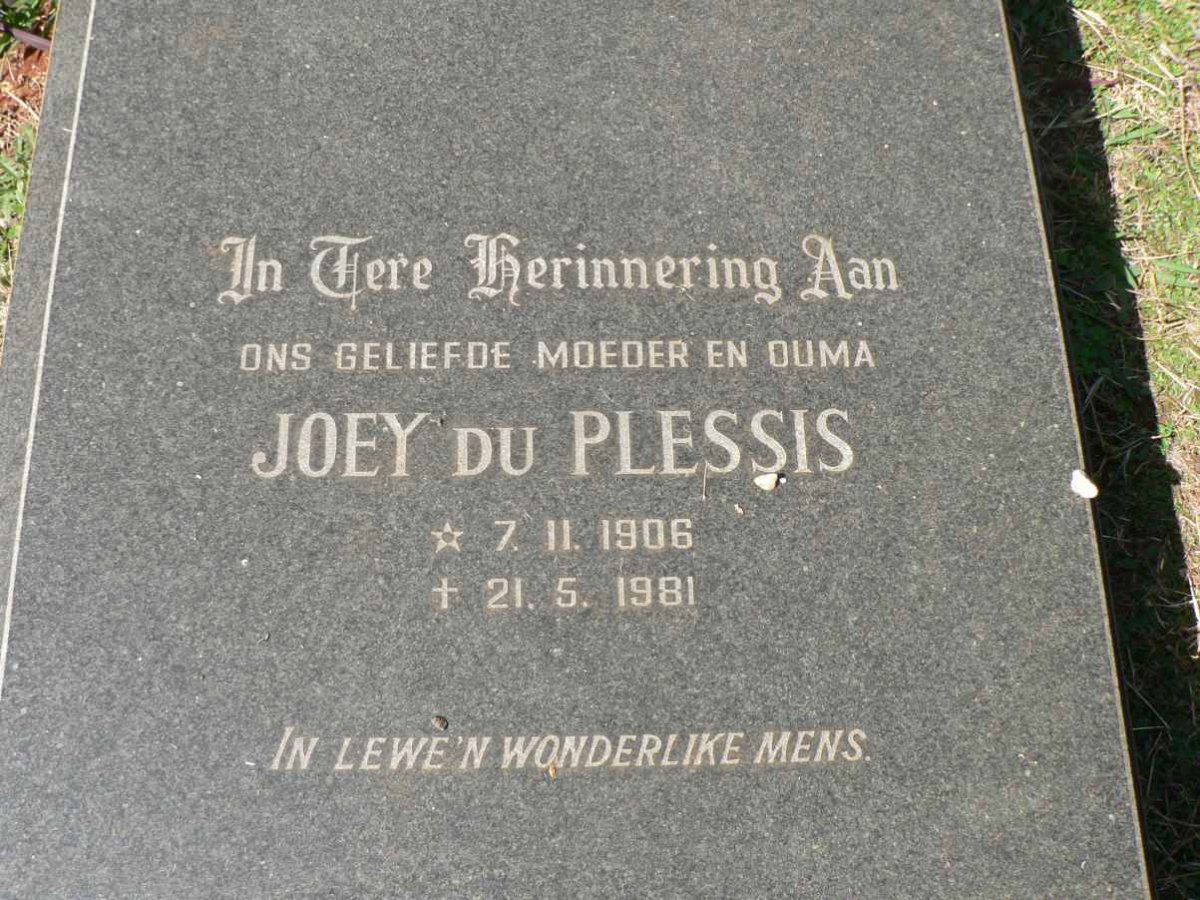 PLESSIS Joey, du 1906-1981