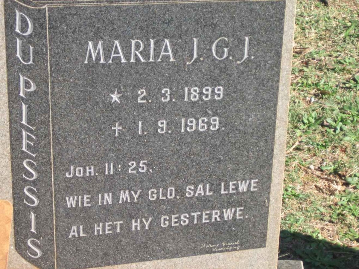 PLESSIS Maria J.G.J., du 1899-1969