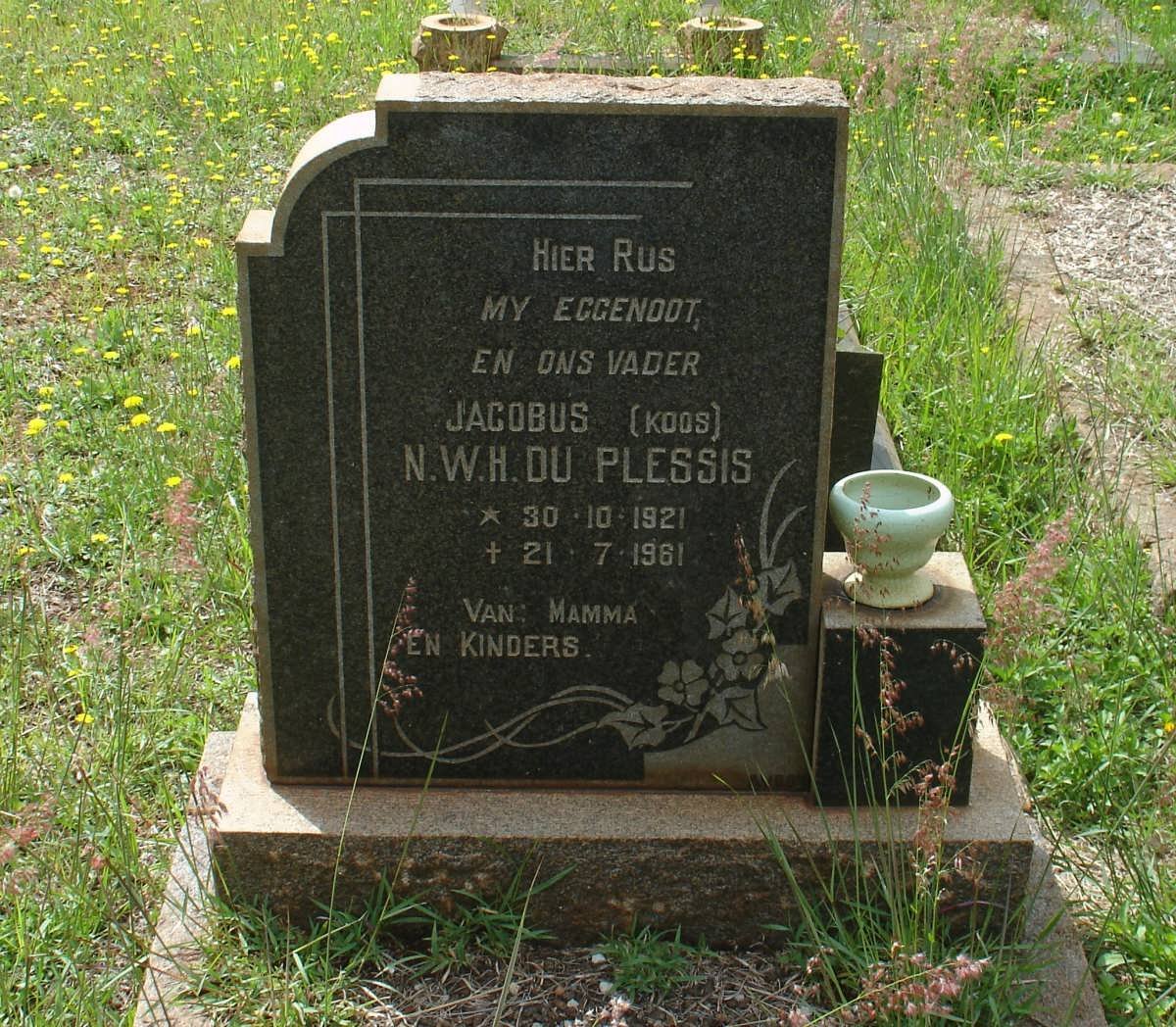 PLESSIS Jacobus N.W.H., du. 1921-1961
