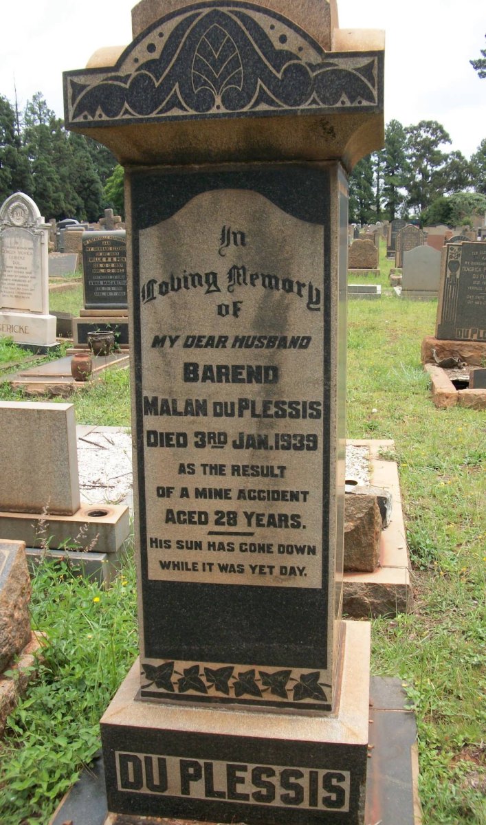 PLESSIS Barend Malan, du -1939