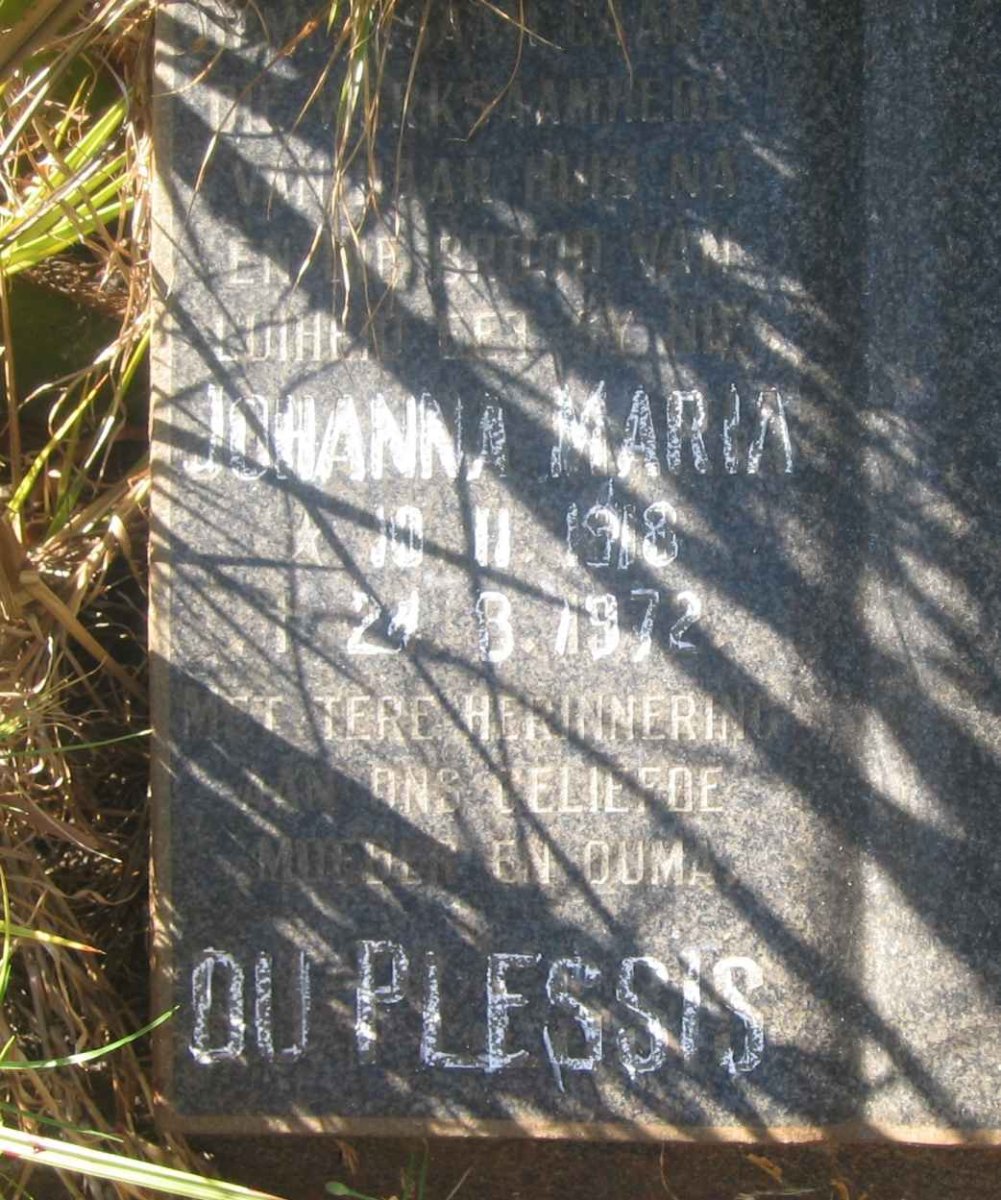 PLESSIS Johanna Maria, du 1918-1972