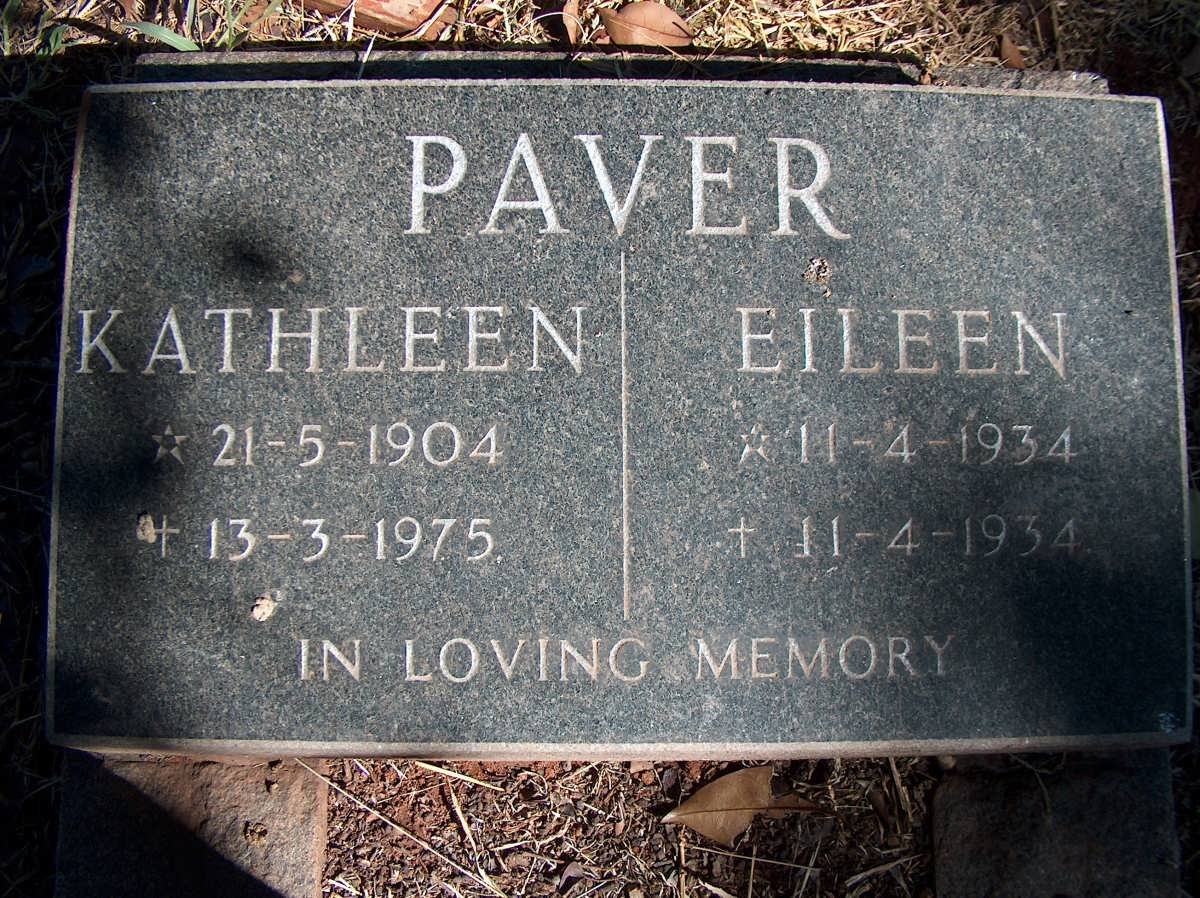 PAVER Kathleen 1904-1975 :: PAVER Eileen 1934-1934