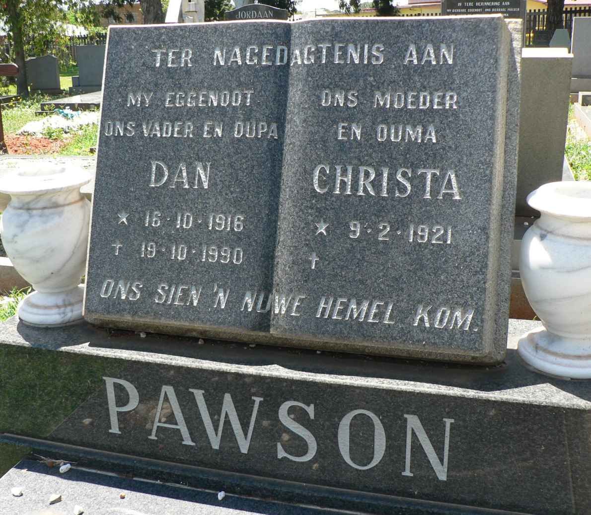 PAWSON Dan 1916-1990 &amp; Christa 1921-