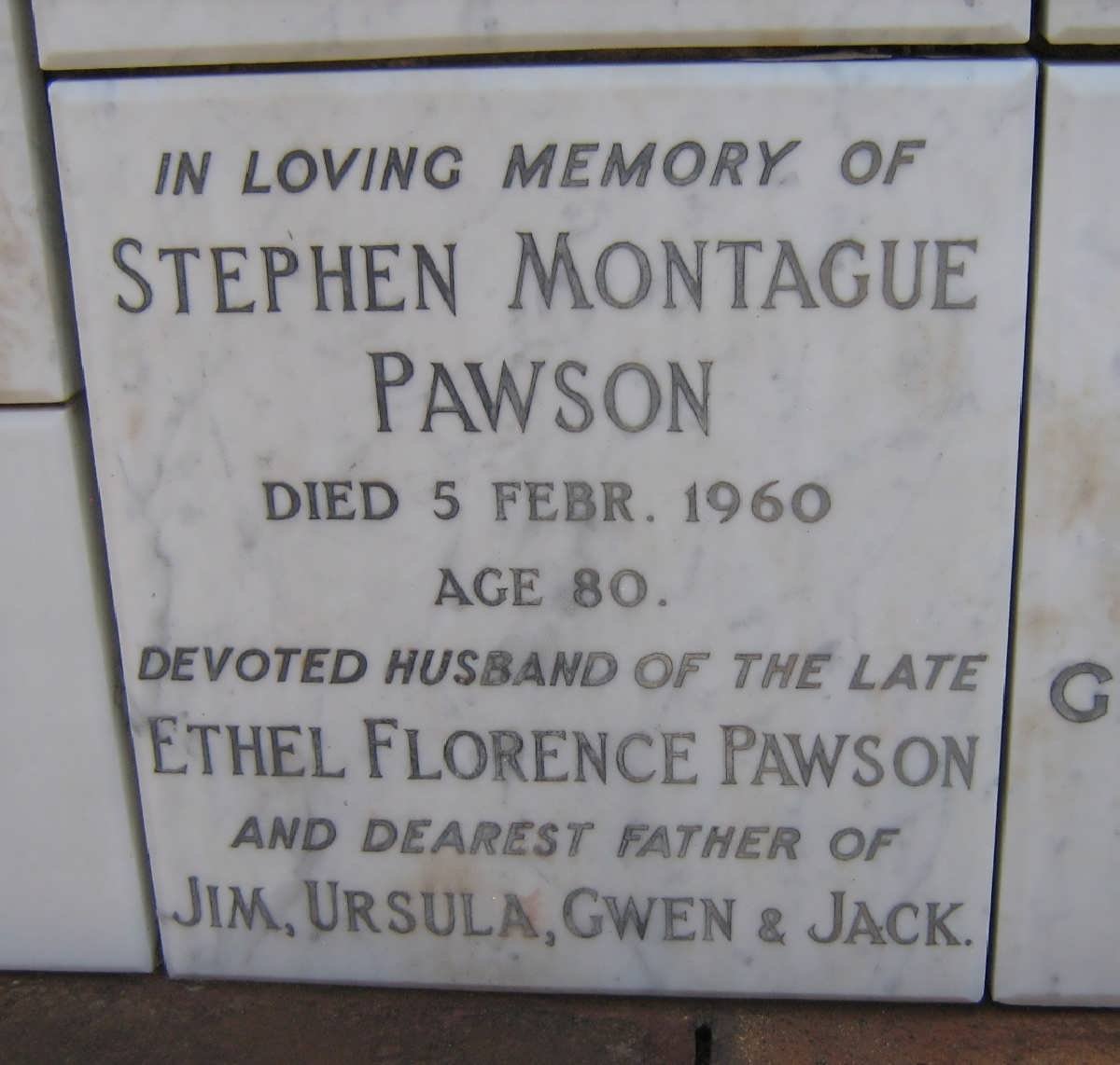 PAWSON Stephen Montague -1960