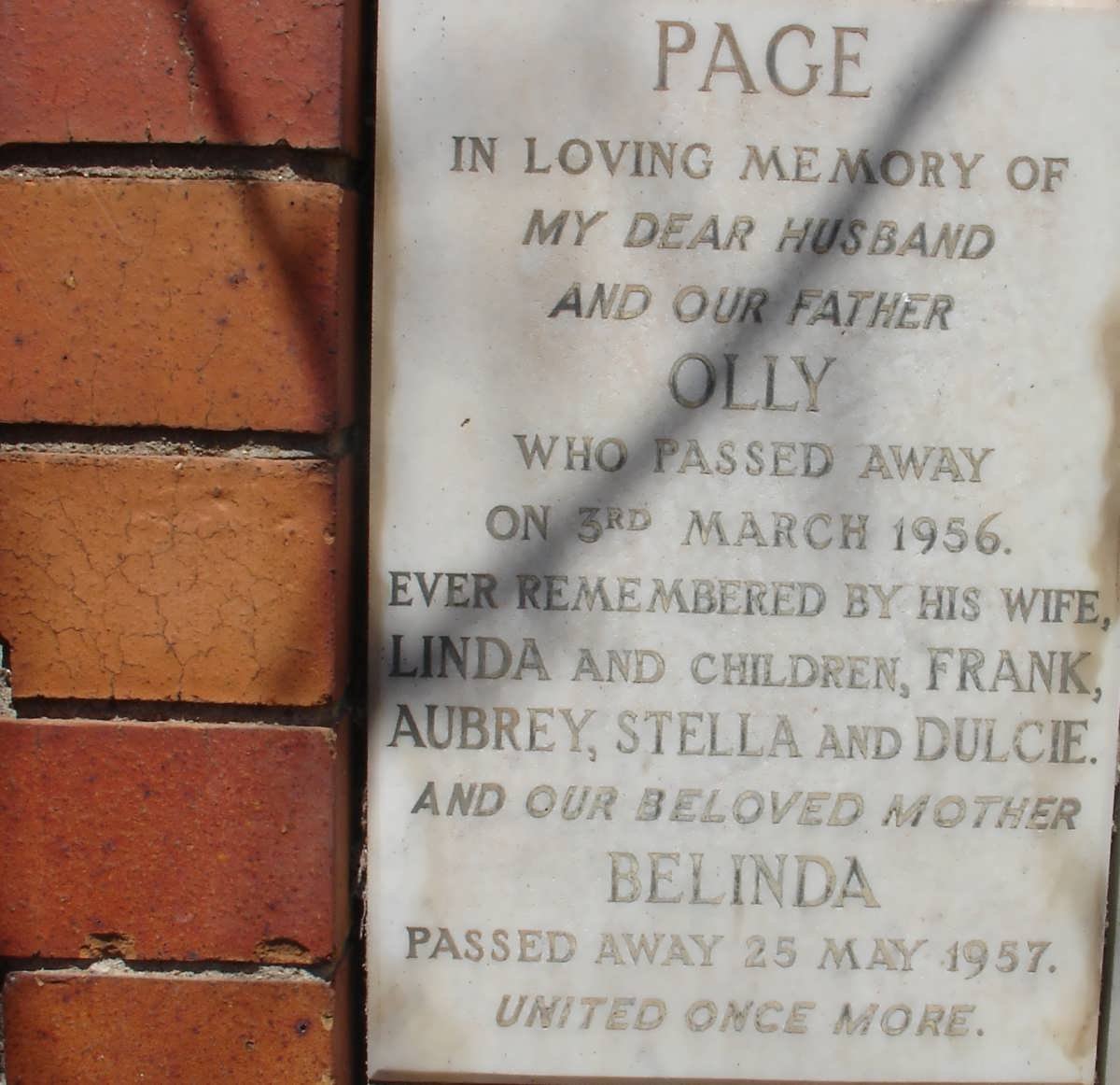 PAGE Olly -1956 &amp; Belinda -1957
