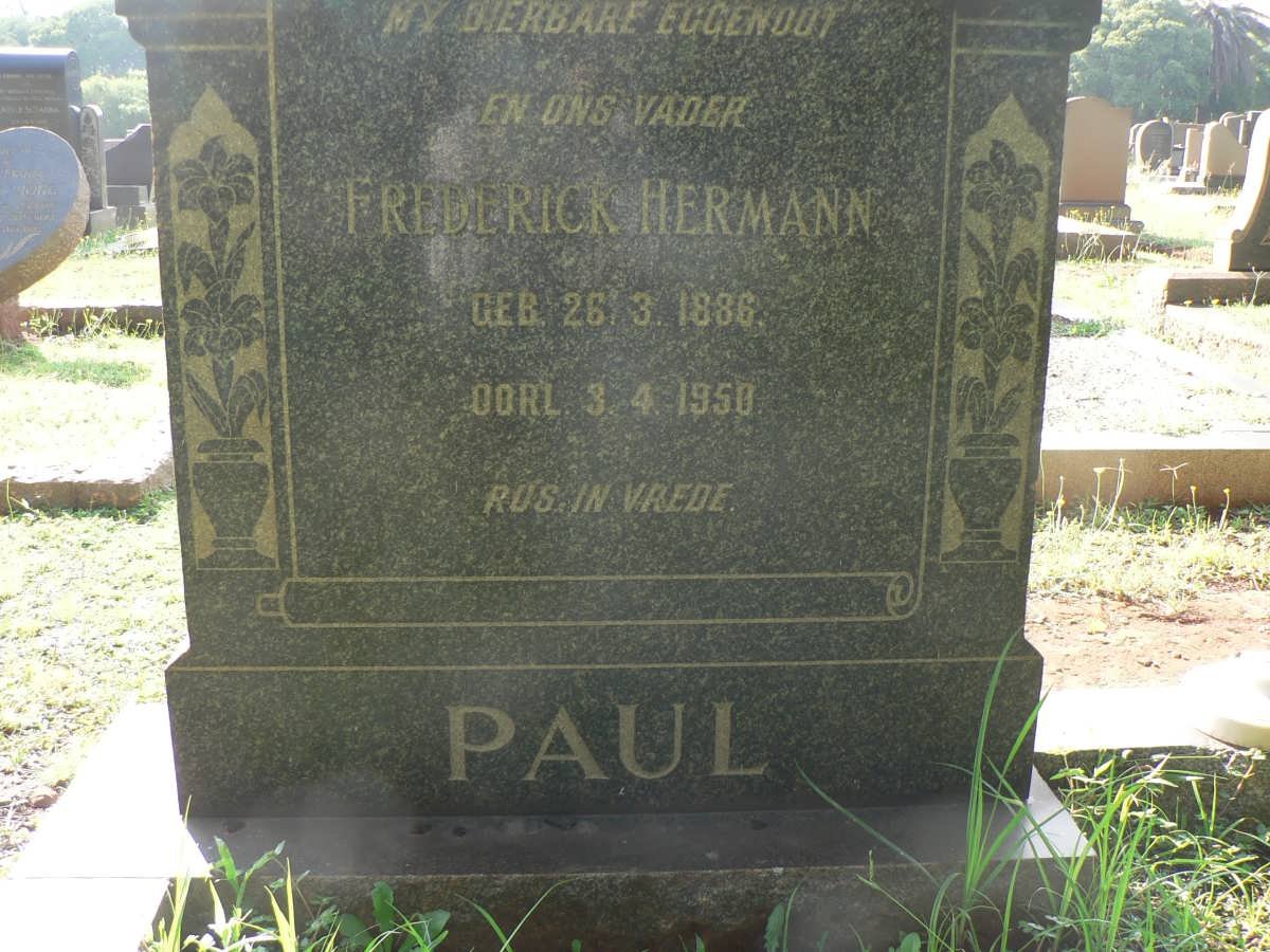PAUL Frederick Hermann 1886-1950