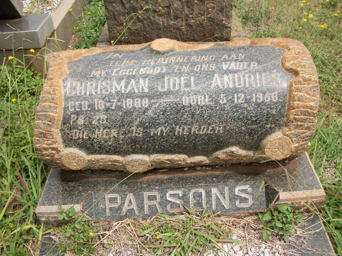 PARSONS Chrisman Joel Andries 1888-1958