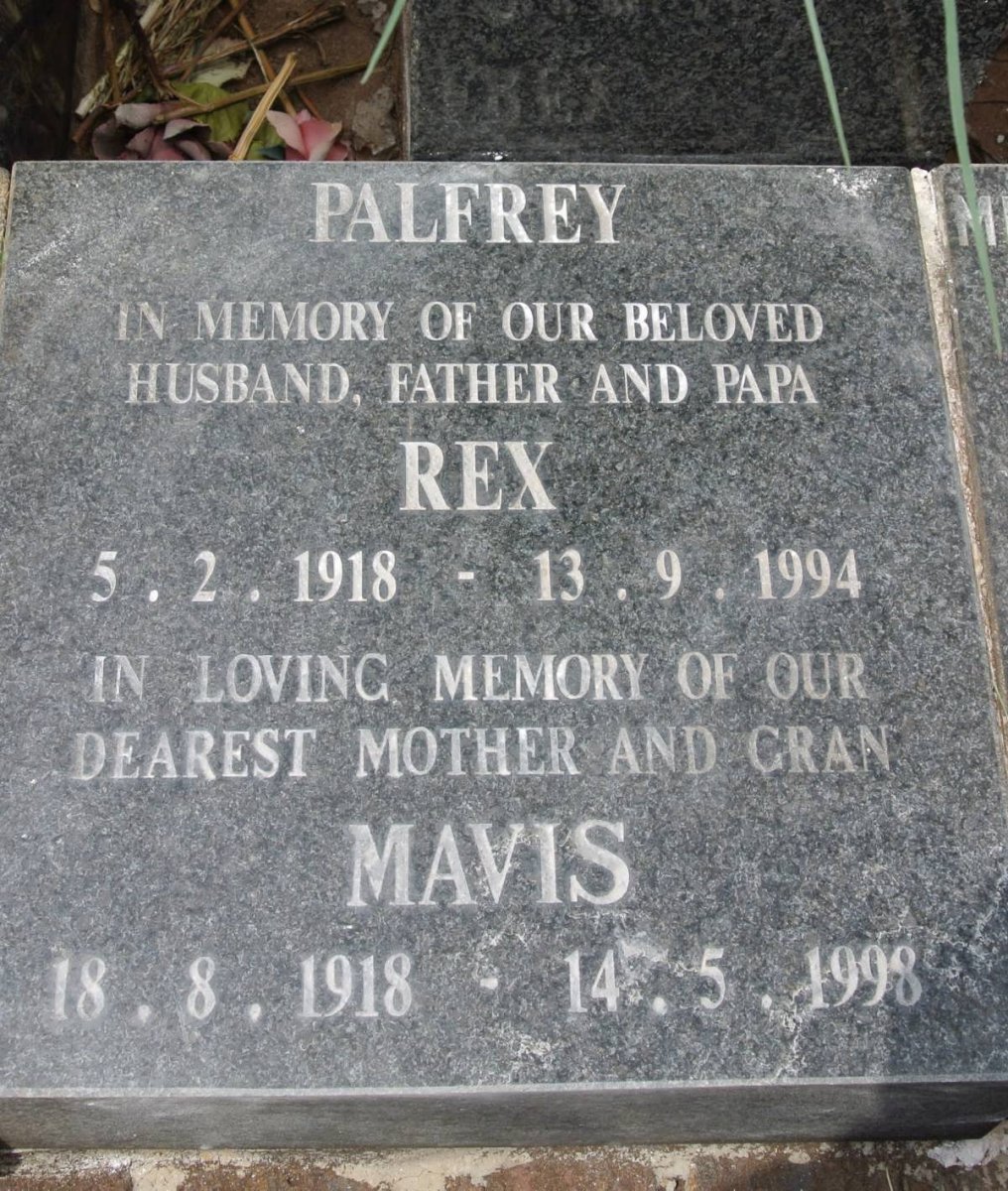 PALVREY Rex 1918-1994 &amp; Mavis 1918-1998