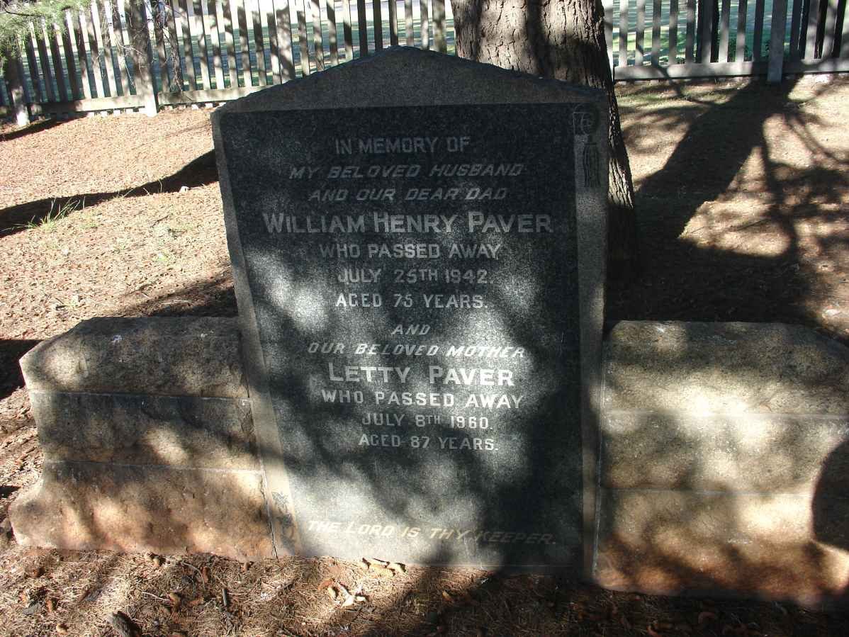 PAVER William Henry -1942 &amp; Letty -1960