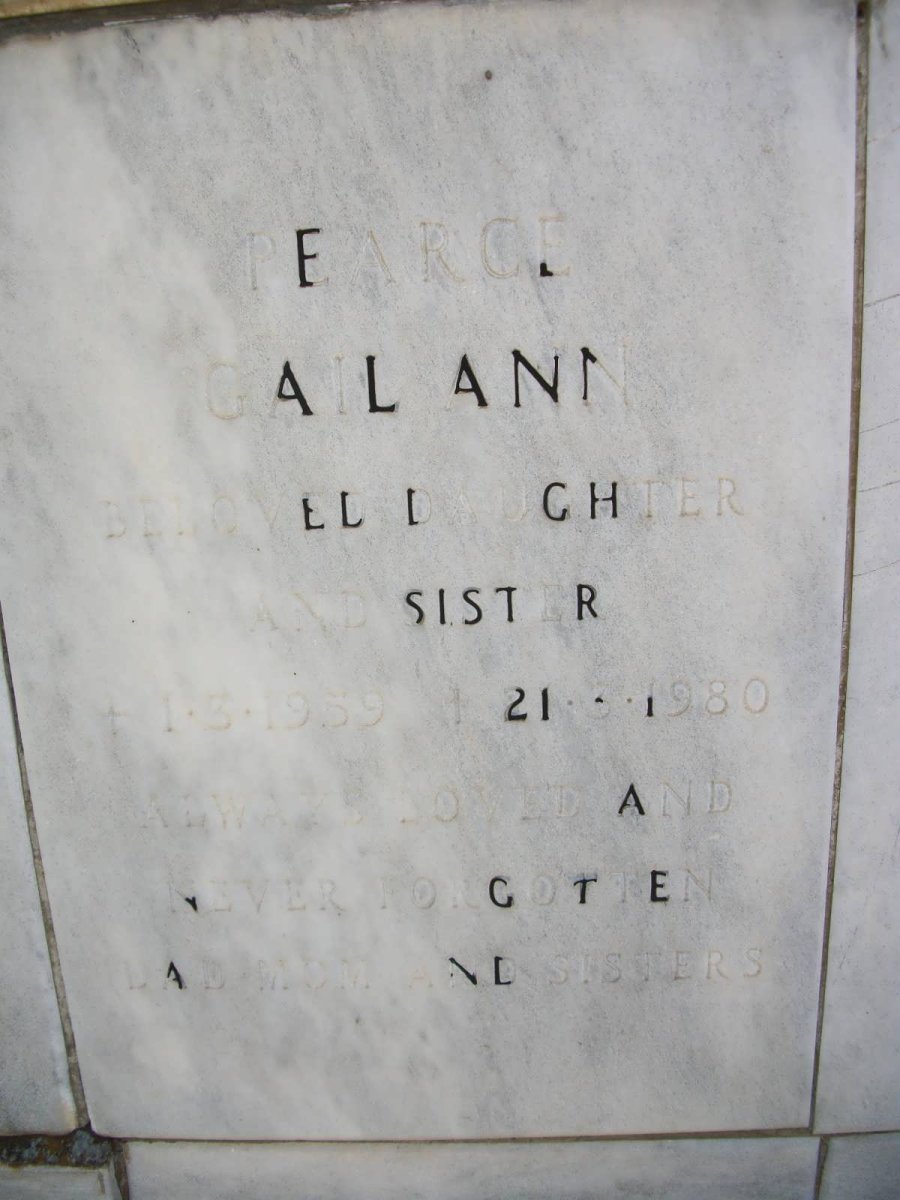 PEARCE Gail Ann 1959-1980