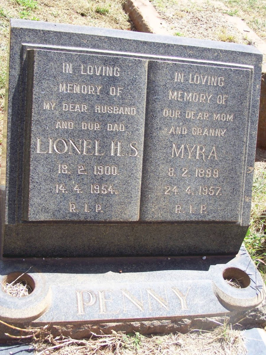 PENNY Lionel H.S. 1900-1954 &amp; Myra 1899-1957