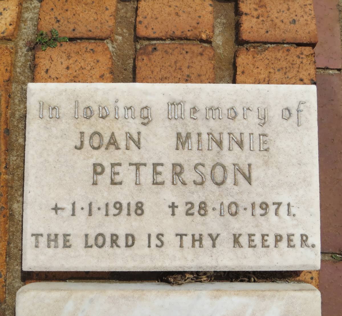 PETERSON Joan Minnie 1918-1971