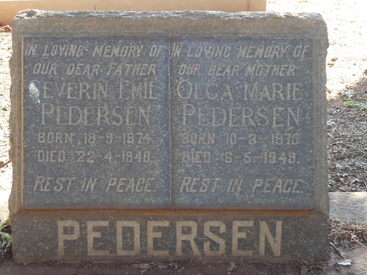 PEDERSEN Severin Emil 1874-1948 &amp; Olga Marie 1875-1949