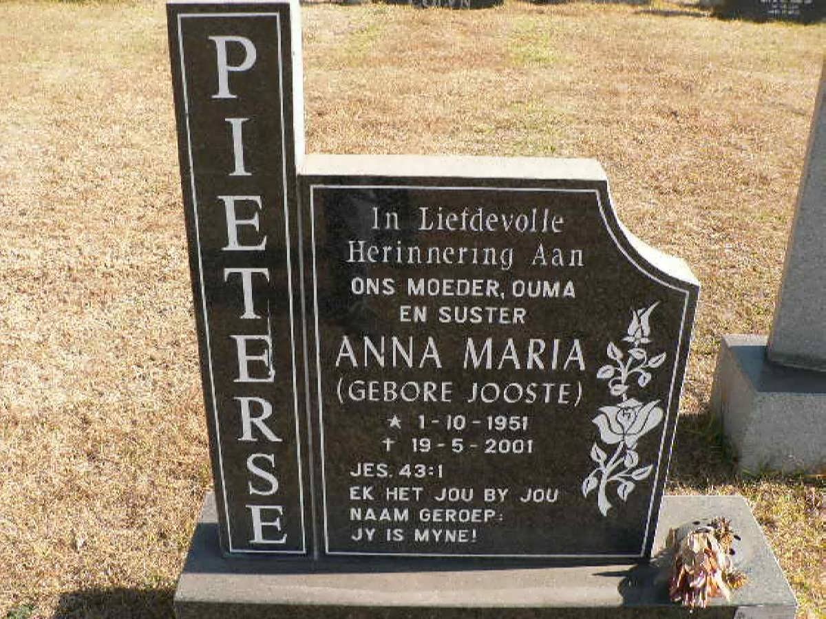 PIETERSE Anna Maria nee JOOSTE 1951-2001