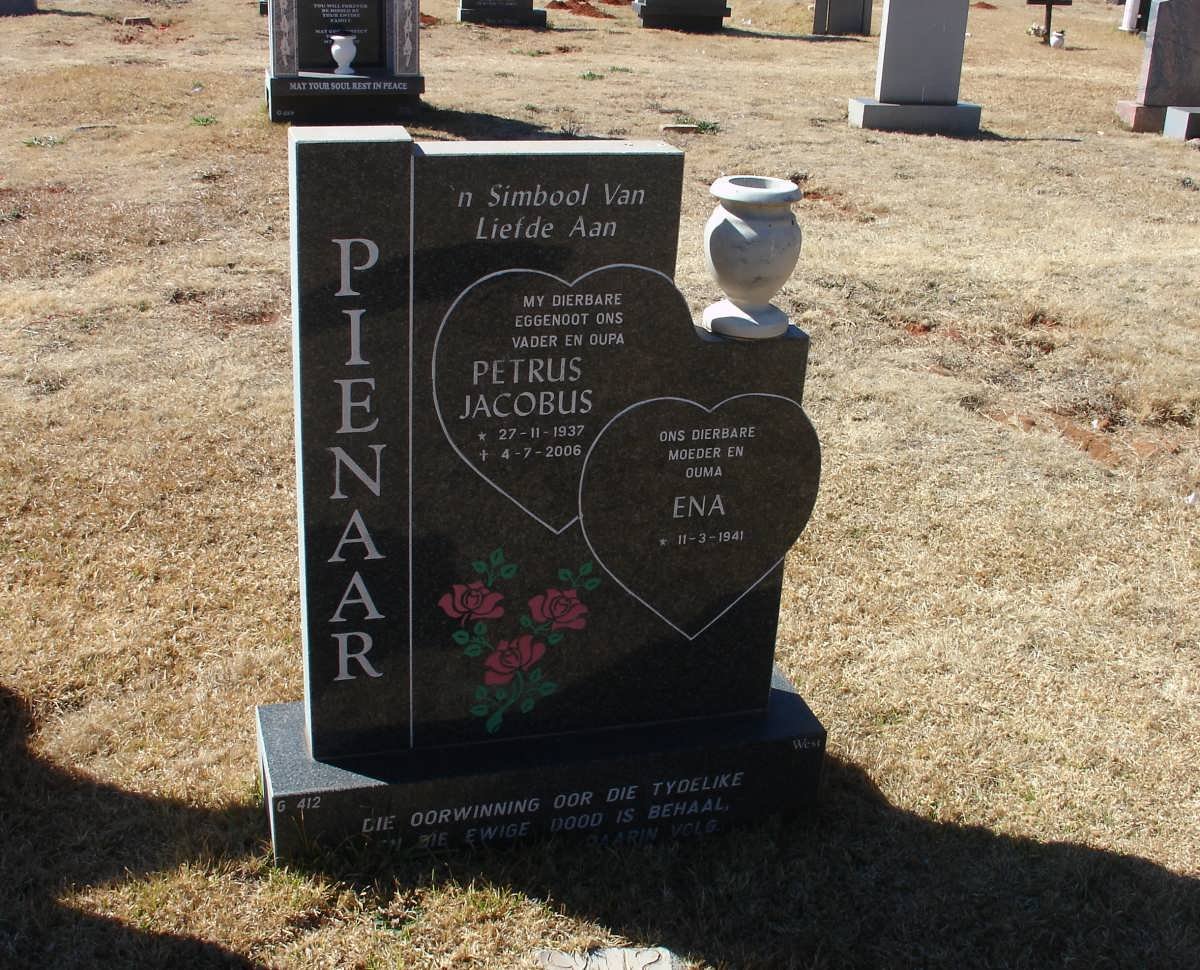 PIENAAR Petrus Jacobus 1937-2006 &amp; Ena 1941-