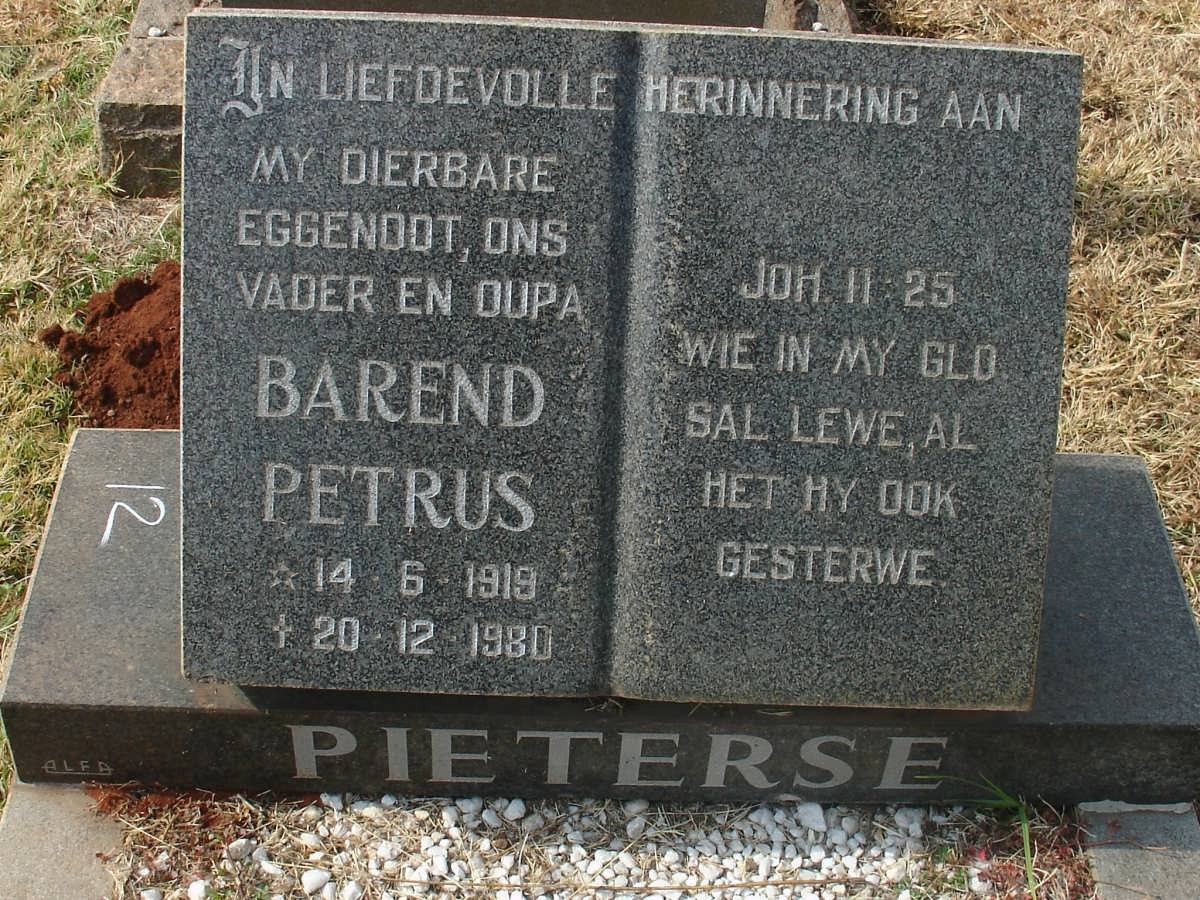 PIETERSE Barend Petrus 1919-1980