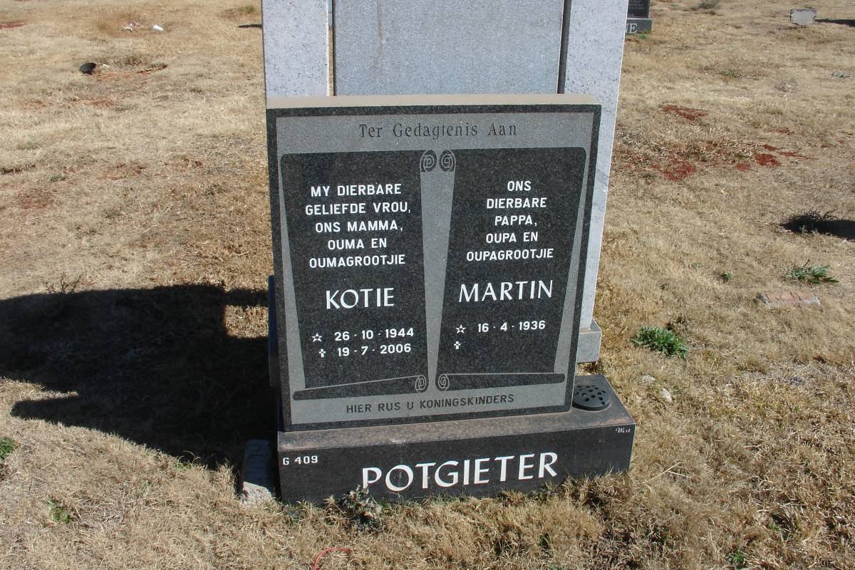 POTGIETER Martin 1936- &amp; Kotie 1944-2006