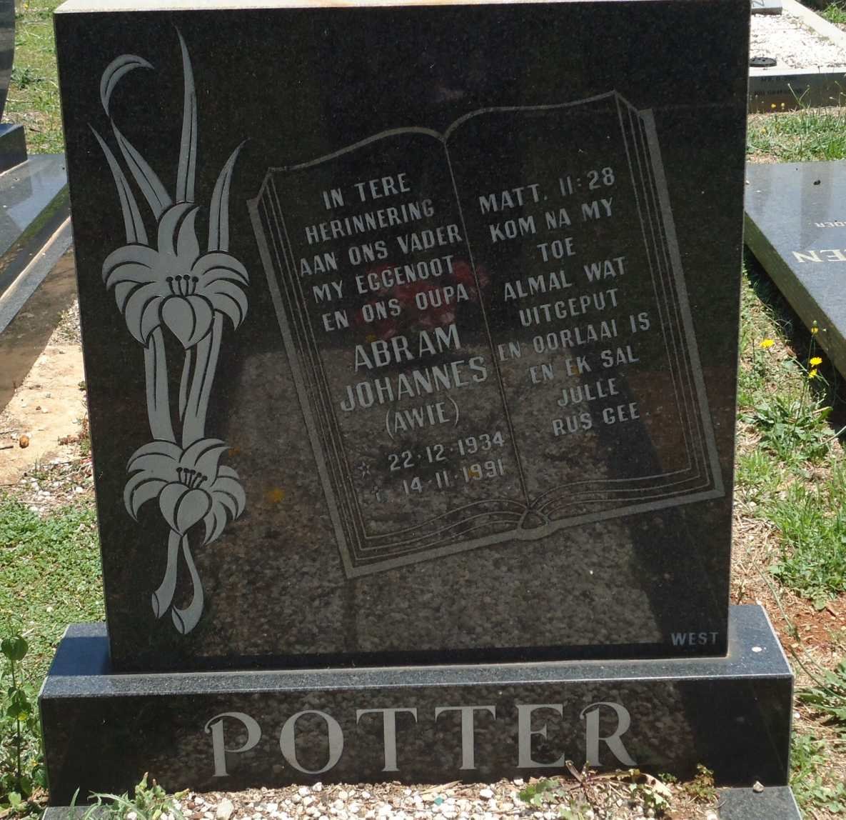 POTTER Abram Johannes 1934-1991